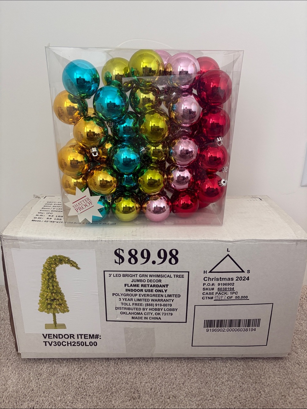 Grinch 3’ Tree with Ornament Pack